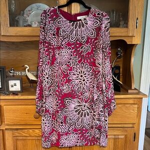 Floral Patterned Dress in Red and Pink